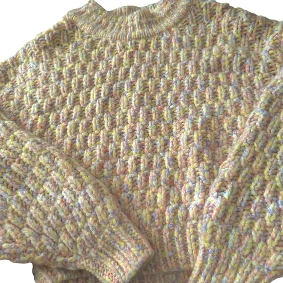 Open Knit Chunky Pastel Multi Color Spring Sweater S NWT - Picture 3 of 4